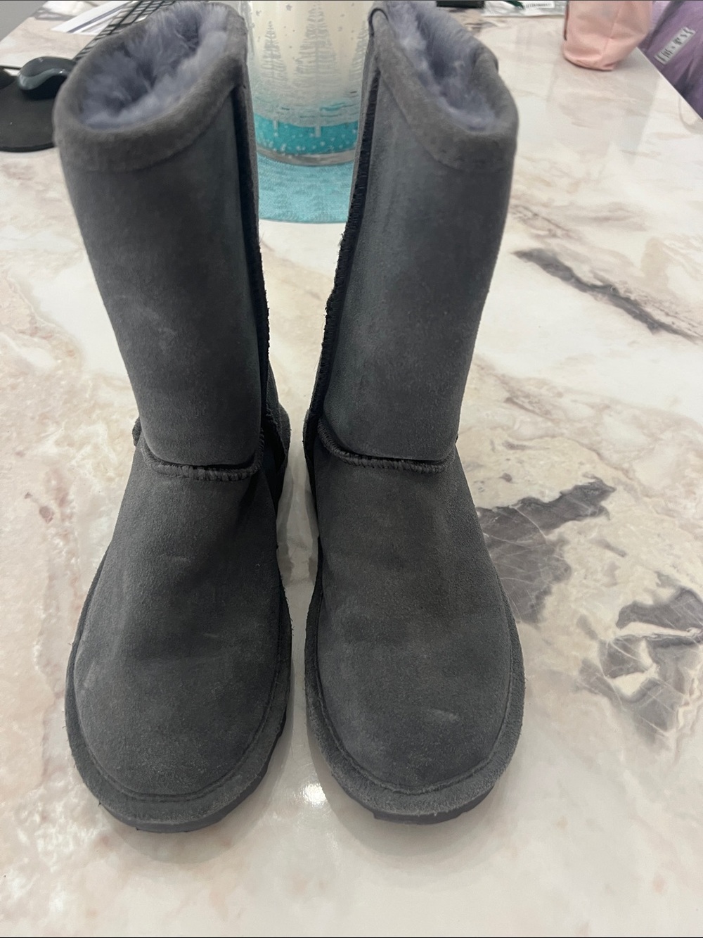 BearPaw Women's Plush Grey Shearling Lined Footwear